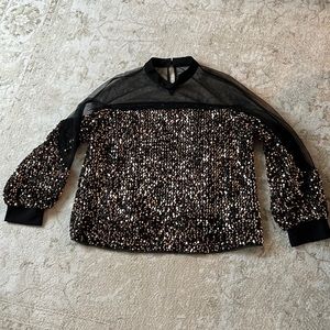 Beautiful black and gold sequin top